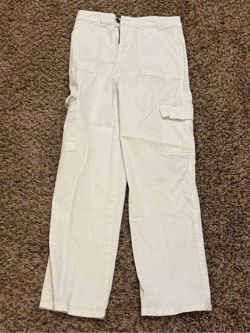 Gb Girls White Cargo Pants For Kids